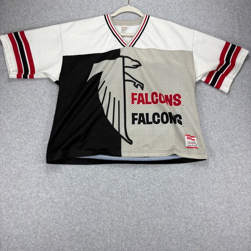 Vintage Wilson Football Jersey Mens XL White Black Red Falcons Mesh 90s USA